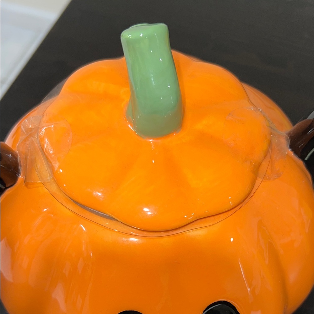 NWOT Disney Mickey Mouse Pumpkin Cookie Jar - Orange and Black - Picture 3 of 6